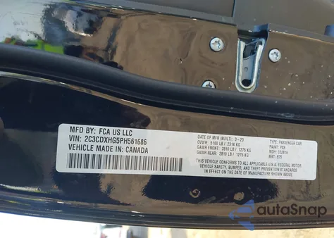 2023 Dodge Charger Gt z USA, uszkodzony, nr VIN 2C3CDXHG5PH561686